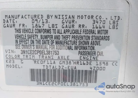 2014 Nissan Versa Note Sv from USA, damaged, VIN 3N1CE2CP0EL381753
